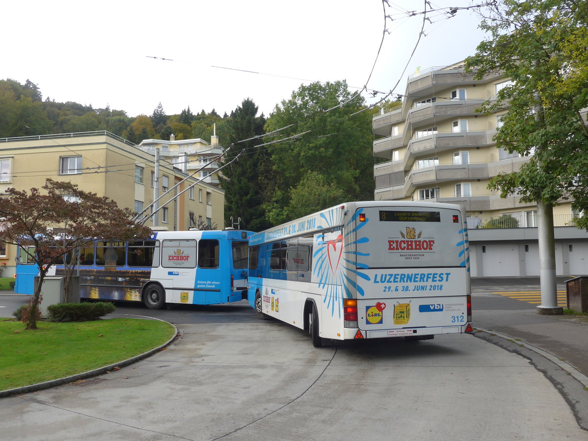 (185'158) - VBL Luzern - Nr. 312 - Lanz+Marti/Hess Personenanh�nger am 18. September 2017 in Luzern, Hirtenhof