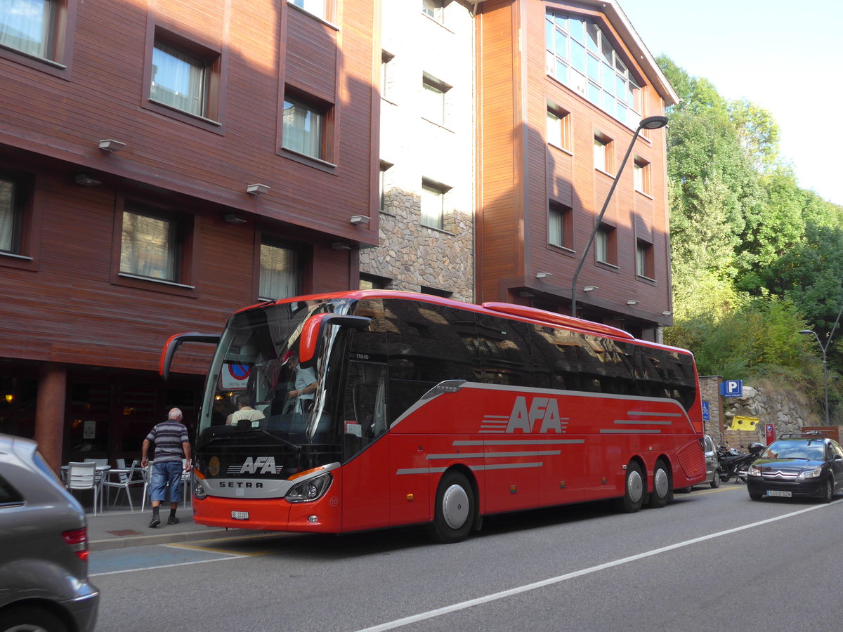 (185'275) - Aus der Schweiz: AFA Adelboden - Nr. 16/BE 21'181 - Setra am 26. September 2017 in La Massana, Hotel M�gic