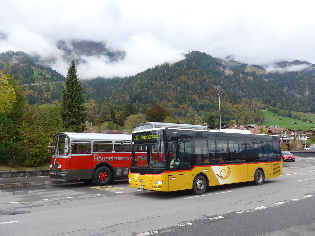 (185'777) - PostAuto Bern - BE 535'079 - MAN/G�ppel (ex Nr. 217; ex RBS Worblaufen Nr. 217) am 8. Oktober 2017 beim Bahnhof Frutigen