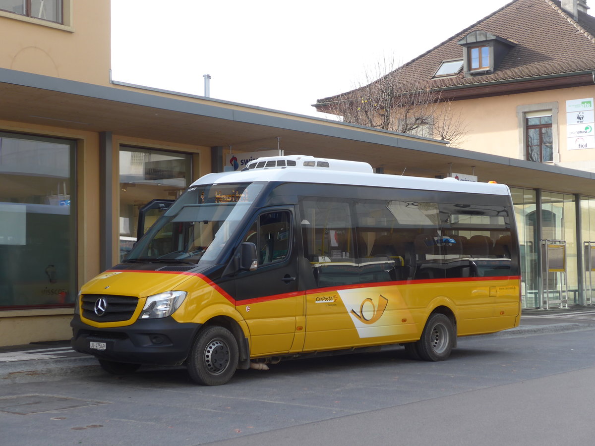 (186'008) - CarPostal Ouest - JU 47'549 - Mercedes (ex Nr. 2) am 21. Oktober 2017 beim Bahnhof Del�mont