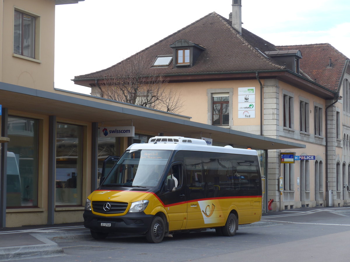 (186'054) - CarPostal Ouest - JU 47'549 - Mercedes (ex Nr. 2) am 21. Oktober 2017 beim Bahnhof Del�mont