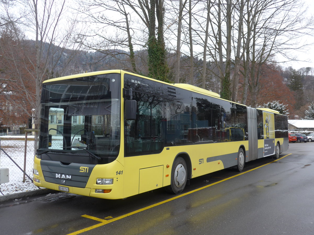 (187'017) - STI Thun - Nr. 141/BE 801'141 - MAN am 17. Dezember 2017 bei der Schiffl�ndte Thun