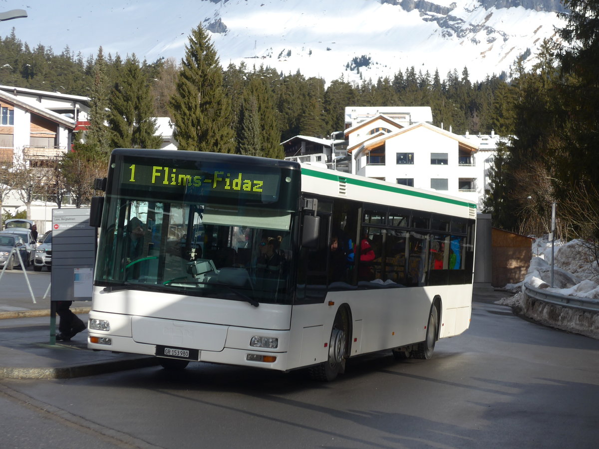 (187'366) - Stuppan, Flims - GR 153'980 - MAN (ex TN Neuch�tel Nr. 226) am 26. Dezember 2017 in Laax, Bergbahnen