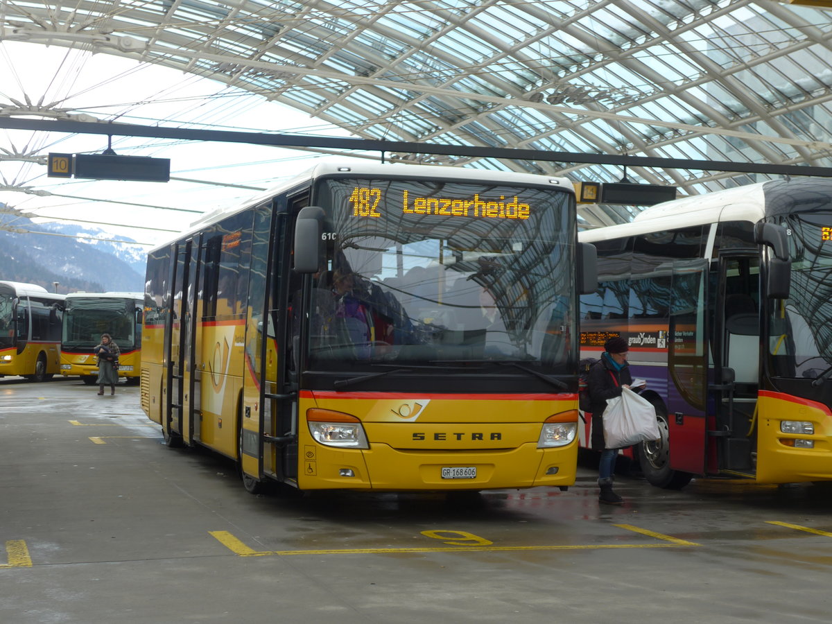 (187'548) - PostAuto Graub�nden - GR 168'606 - Setra am 1. Januar 2018 in Chur, Postautostation