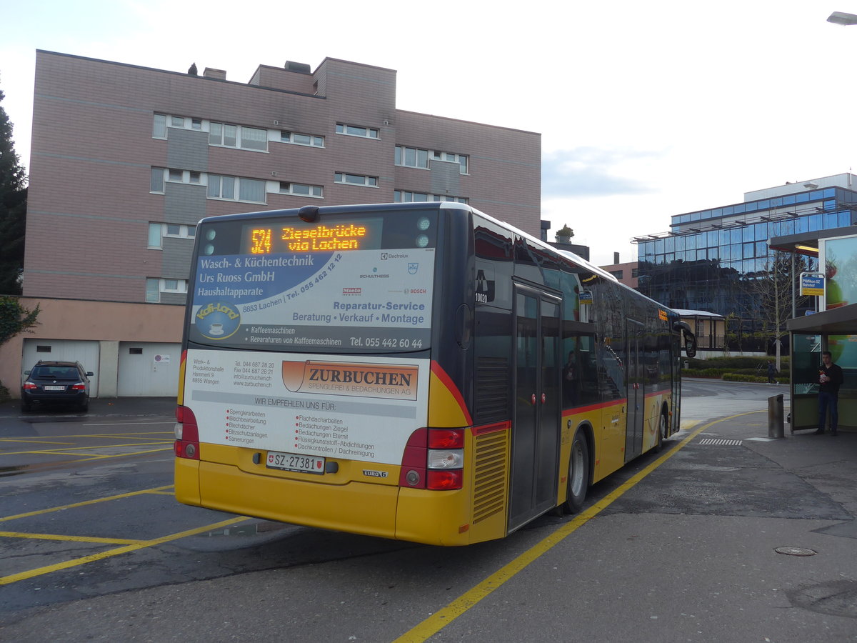 (187'609) - Kistler, Reichenburg - SZ 27'381 - MAN am 1. Januar 2018 beim Bahnhof Pf�ffikon