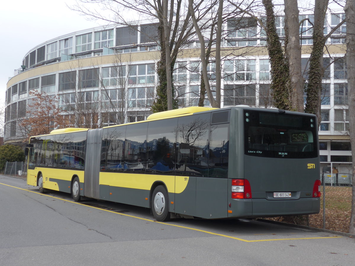 (187'660) - STI Thun - Nr. 143/BE 801'143 - MAN am 2. Januar 2018 bei der Schiffl�ndte Thun