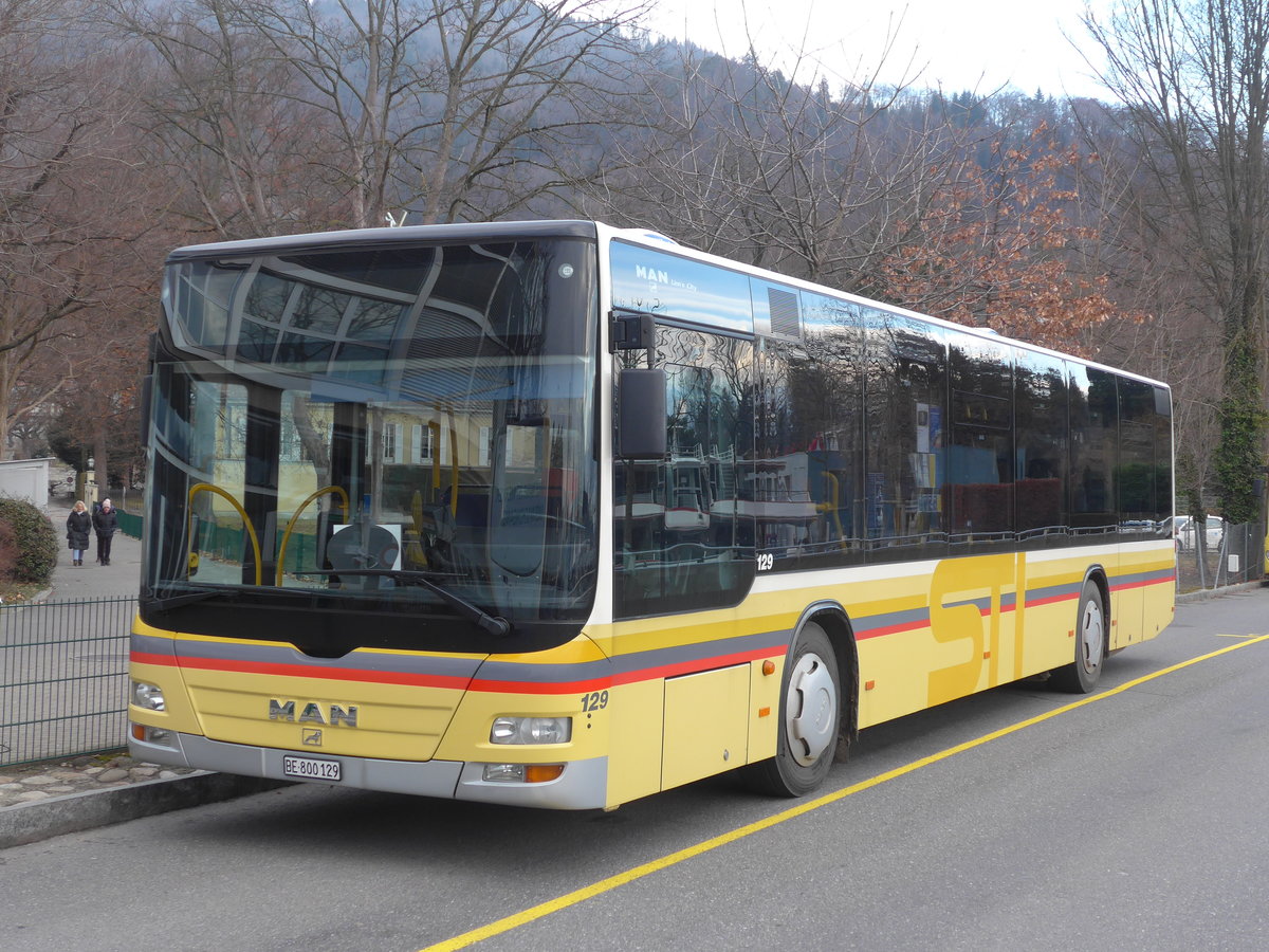 (187'886) - STI Thun - Nr. 129/BE 800'129 - MAN am 7. Januar 2018 bei der Schiffl�ndte Thun