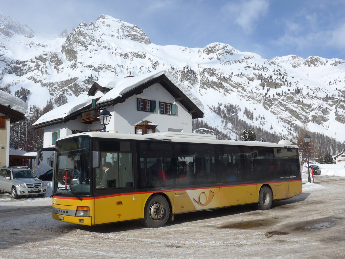 (188'130) - PostAuto Graub�nden - GR 160'388 - Setra am 3. Februar 2018 in Sils-Maria, Post