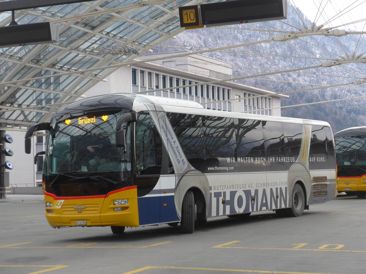 (188'169) - PostAuto Graub�nden - GR 162'988 - MAN am 3. Februar 2018 in Chur, Postautostation