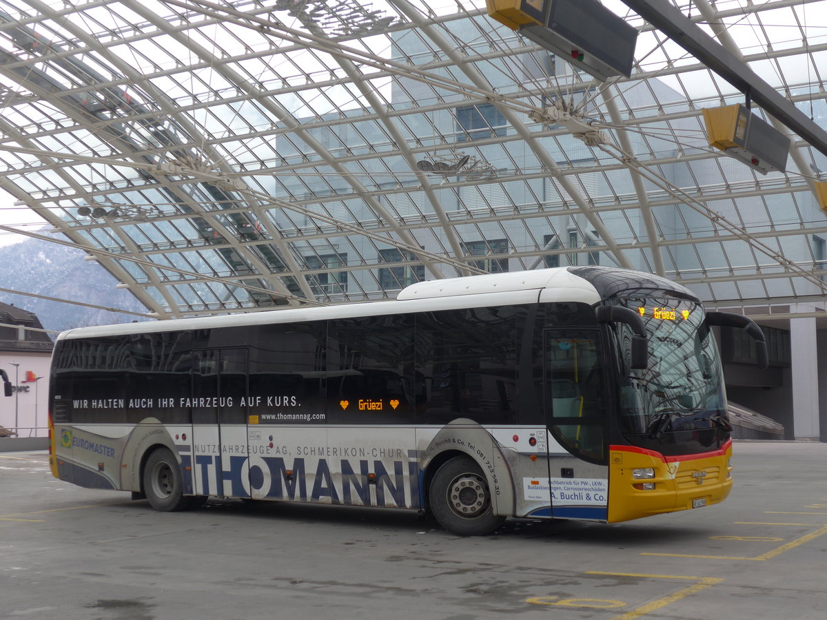 (188'174) - PostAuto Graub�nden - GR 162'988 - MAN am 3. Februar 2018 in Chur, Postautostation