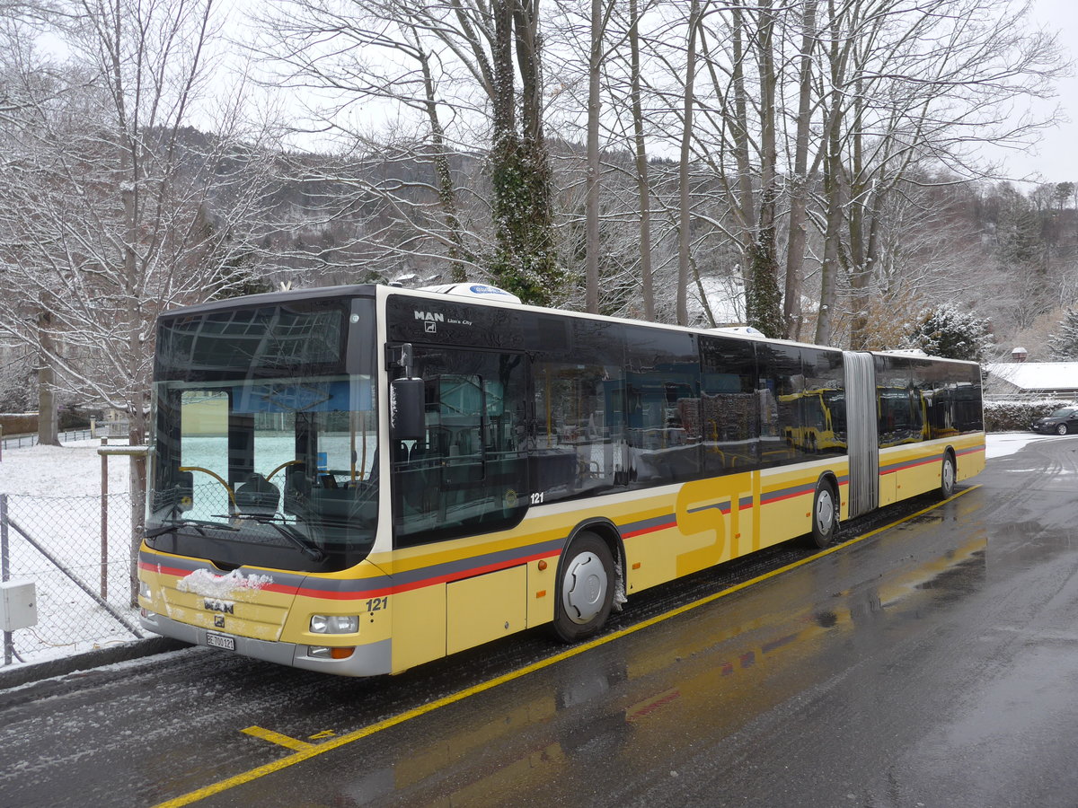 (188'451) - STI Thun - Nr. 121/BE 700'121 - MAN am 12. Februar 2018 bei der Schiffl�ndte Thun