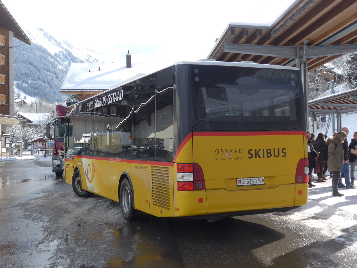 (188'475) - PostAuto Bern - BE 535'079 - MAN/G�ppel (ex Nr. 217; ex RBS Worblaufen Nr. 217) am 12. Februar 2018 beim Bahnhof Gstaad
