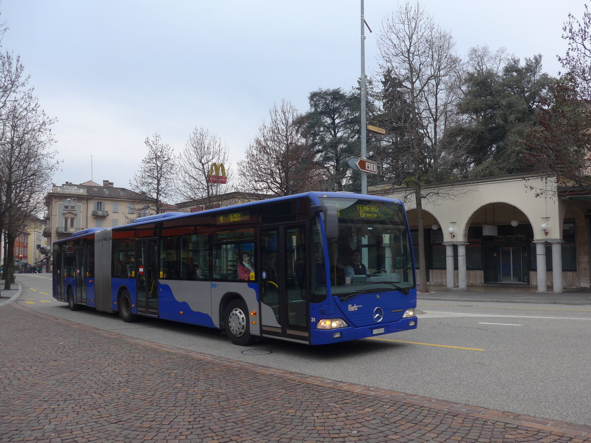 (188'828) - FART Locarno - Nr. 31/TI 315'931 - Mercedes (ex VZO Gr�ningen Nr. 20) am 17. Februar 2018 beim Bahnhof Locarno