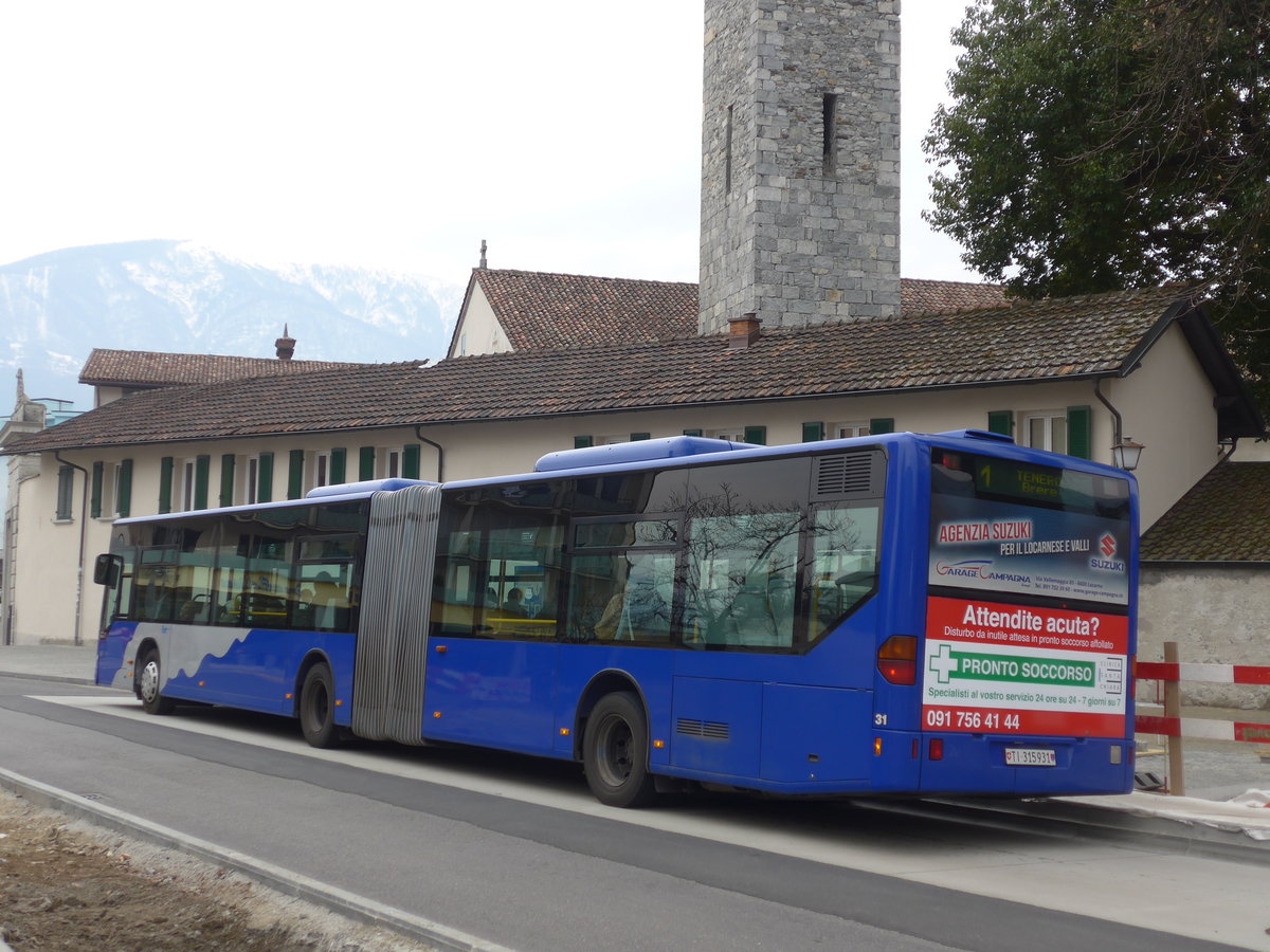 (188'843) - FART Locarno - Nr. 31/TI 315'931 - Mercedes (ex VZO Gr�ningen Nr. 20) am 17. Februar 2018 in Ascona, Post