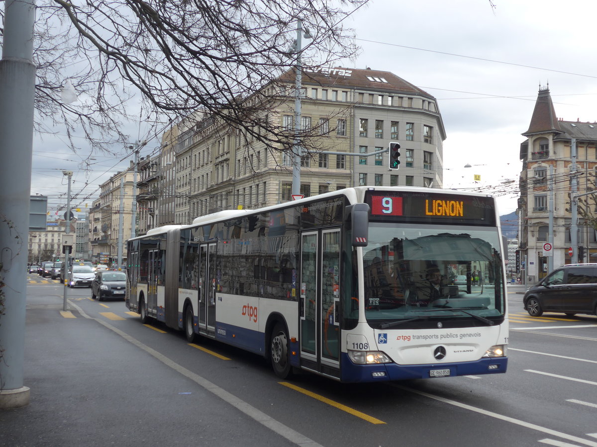 (189'136) - TPG Gen�ve - Nr. 1108/GE 960'858 - Mercedes am 12. M�rz in Gen�ve, Place des Vingt-Deux-Cantons