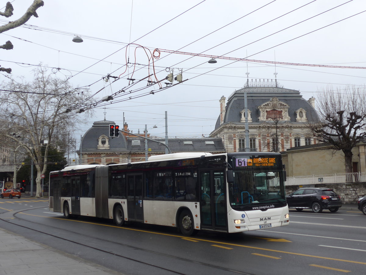 (189'146) - Aus Frankreich: TAC Annemasse - Nr. 1932/CW 672 QJ - MAN am 12. M�rz 2018 in Gen�ve, Place des Vingt-Deux-Cantons