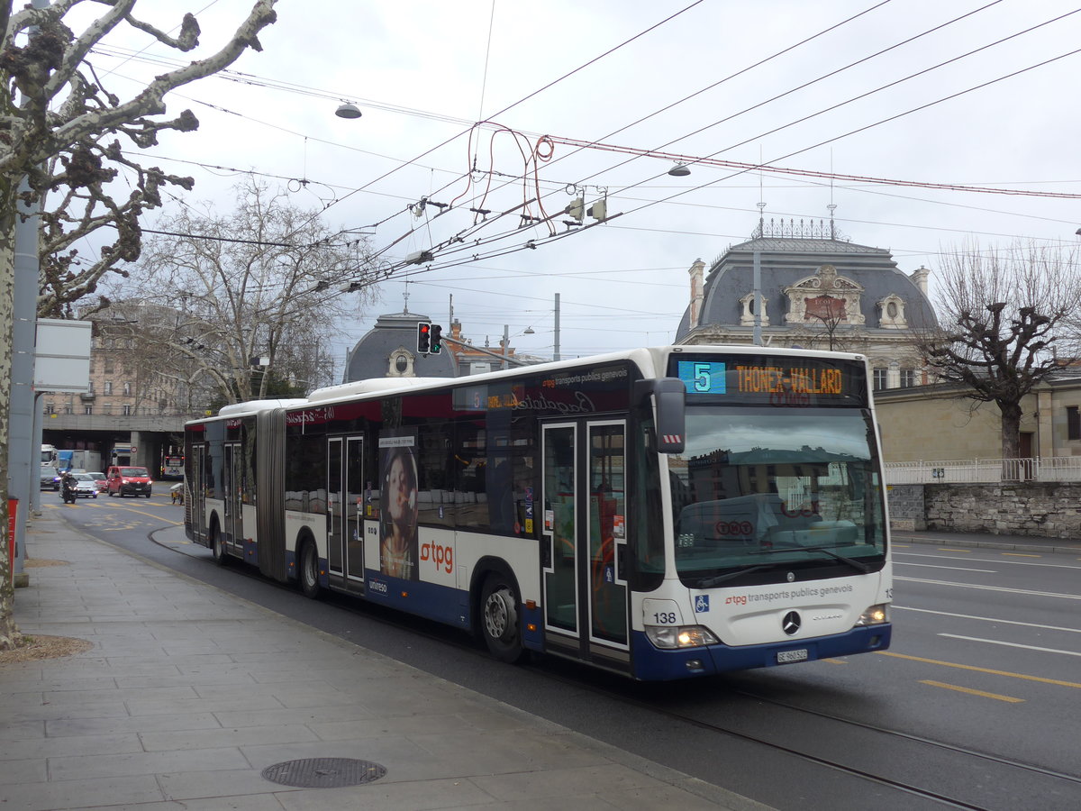 (189'154) - TPG Gen�ve - Nr. 138/GE 960'522 - Mercedes am 12. M�rz 2018 in Gen�ve, Place des Vingt-Deux-Cantons