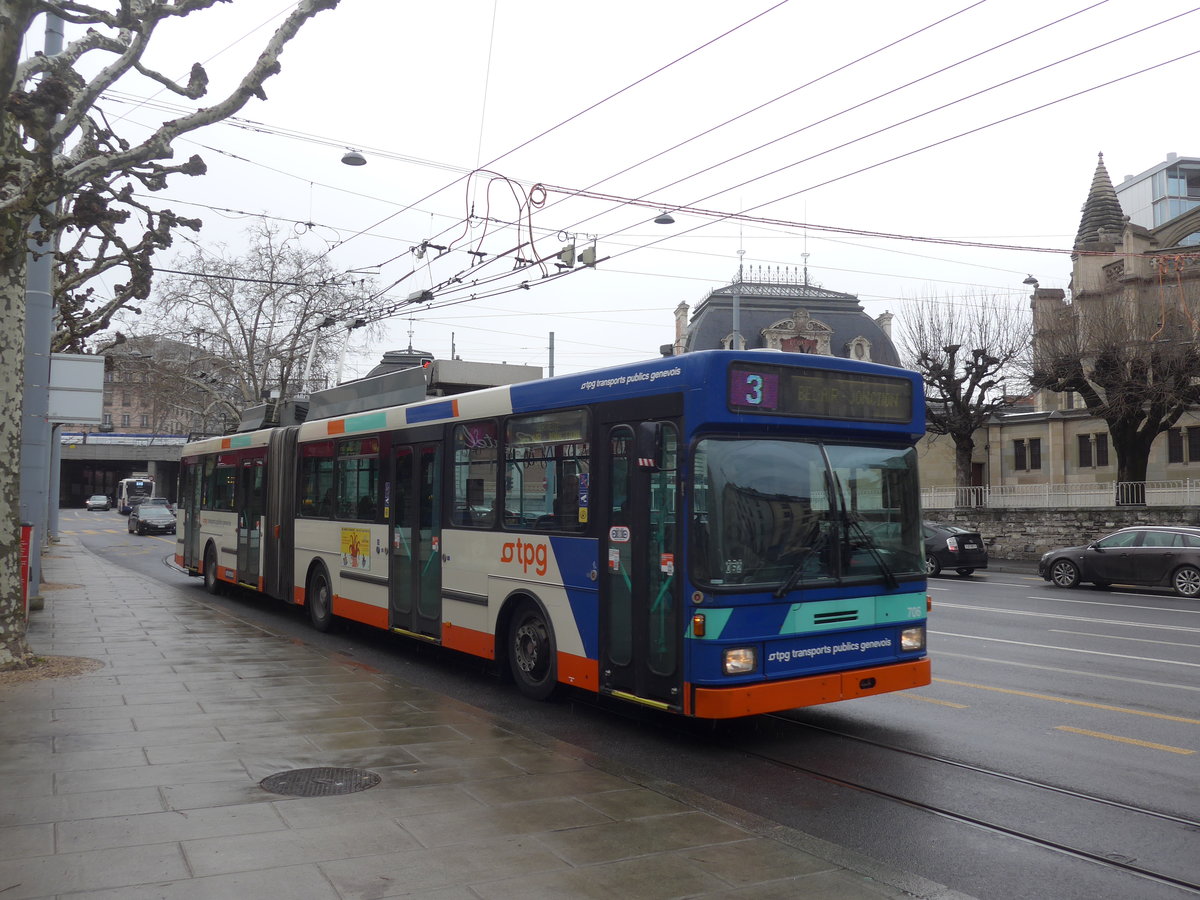 (189'183) - TPG Gen�ve - Nr. 706 - NAW/Hess Gelenktrolleybus am 12. M�rz 2018 in Gen�ve, Place des Vingt-Deux-Cantons