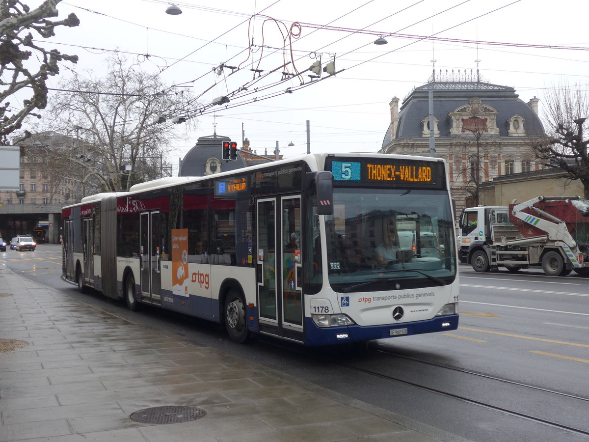 (189'184) - TPG Gen�ve - Nr. 1178/GE 960'928 - Mercedes am 12. M�rz 2018 in Gen�ve, Place des Vingt-Deux-Cantons