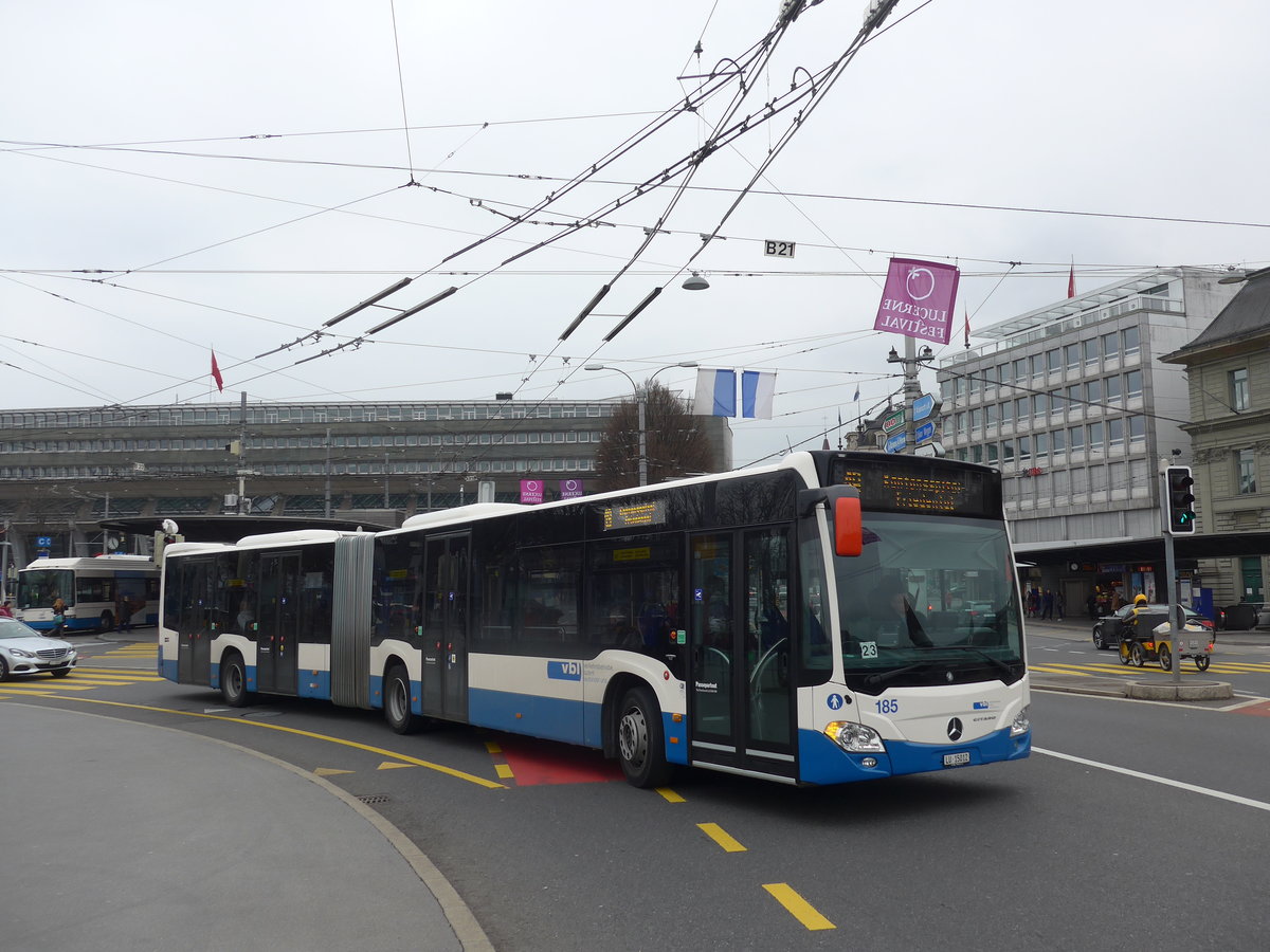 (189'395) - VBL Luzern - Nr. 185/LU 15'012 - Mercedes am 17. M�rz 2018 beim Bahnhof Luzern
