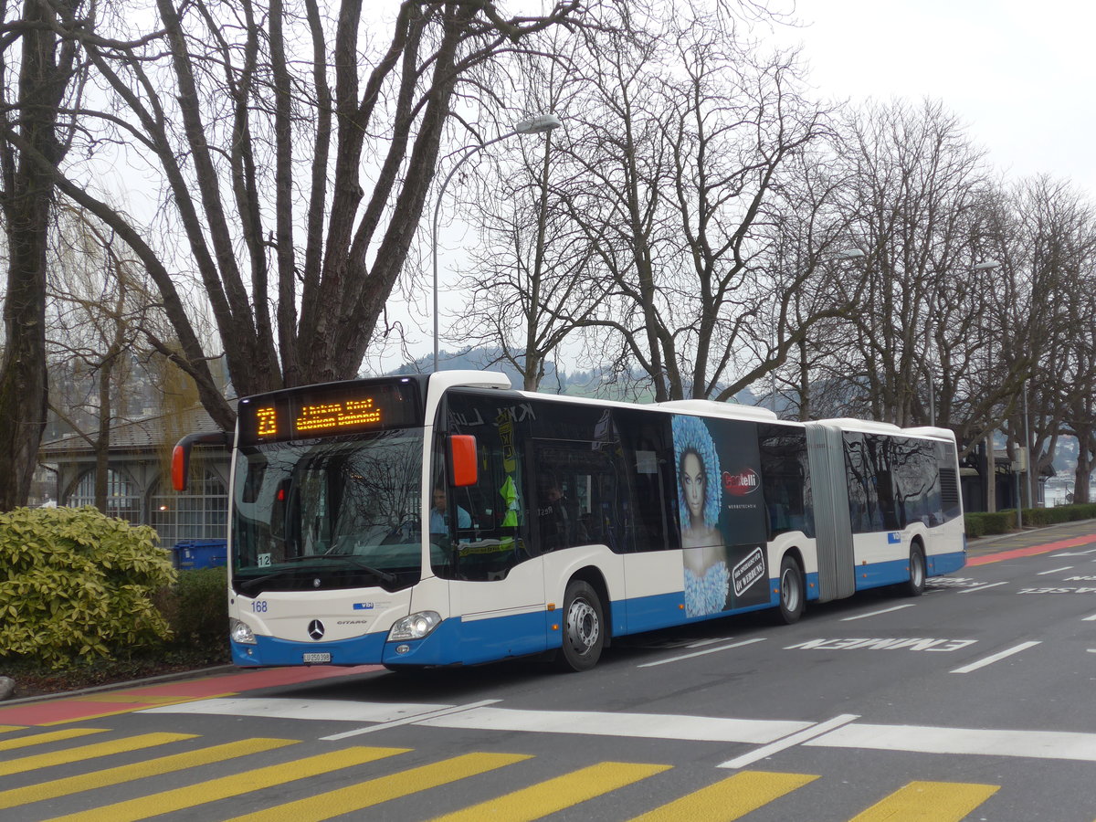 (189'416) - VBL Luzern - Nr. 168/LU 250'398 - Mercedes am 17. M�rz 2018 beim Bahnhof Luzern