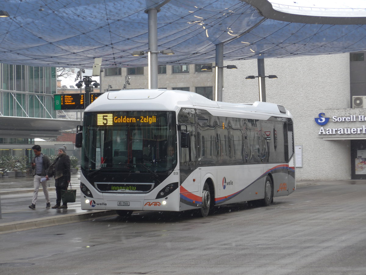 (189'470) - AAR bus+bahn, Aarau - Nr. 44/AG 7544 - Volvo am 19. M�rz 2018 beim Bahnhof Aarau