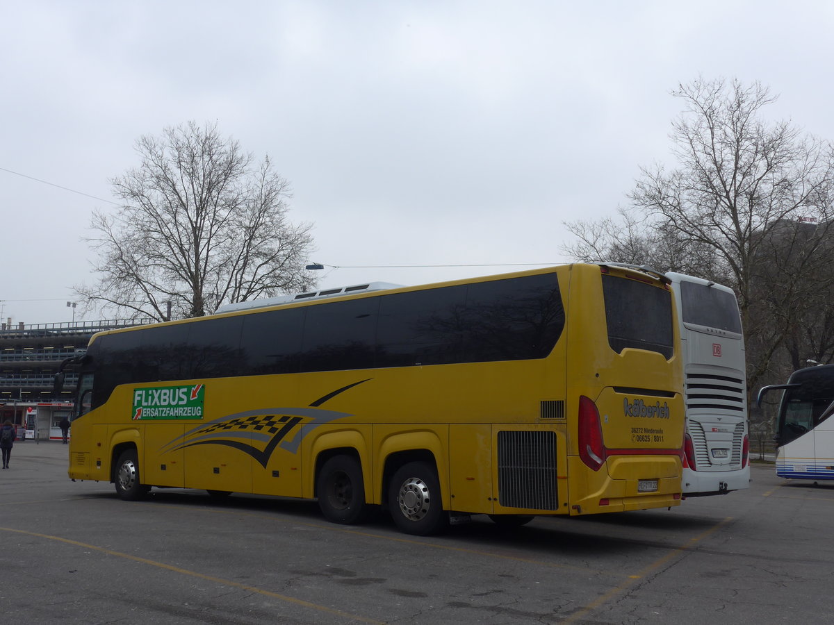 (189'556) - Aus Deutschland: K�berich, Niederaula - HEF-TR 22 - Scania/Higer am 19. M�rz 2018 in Z�rich, Sihlquai