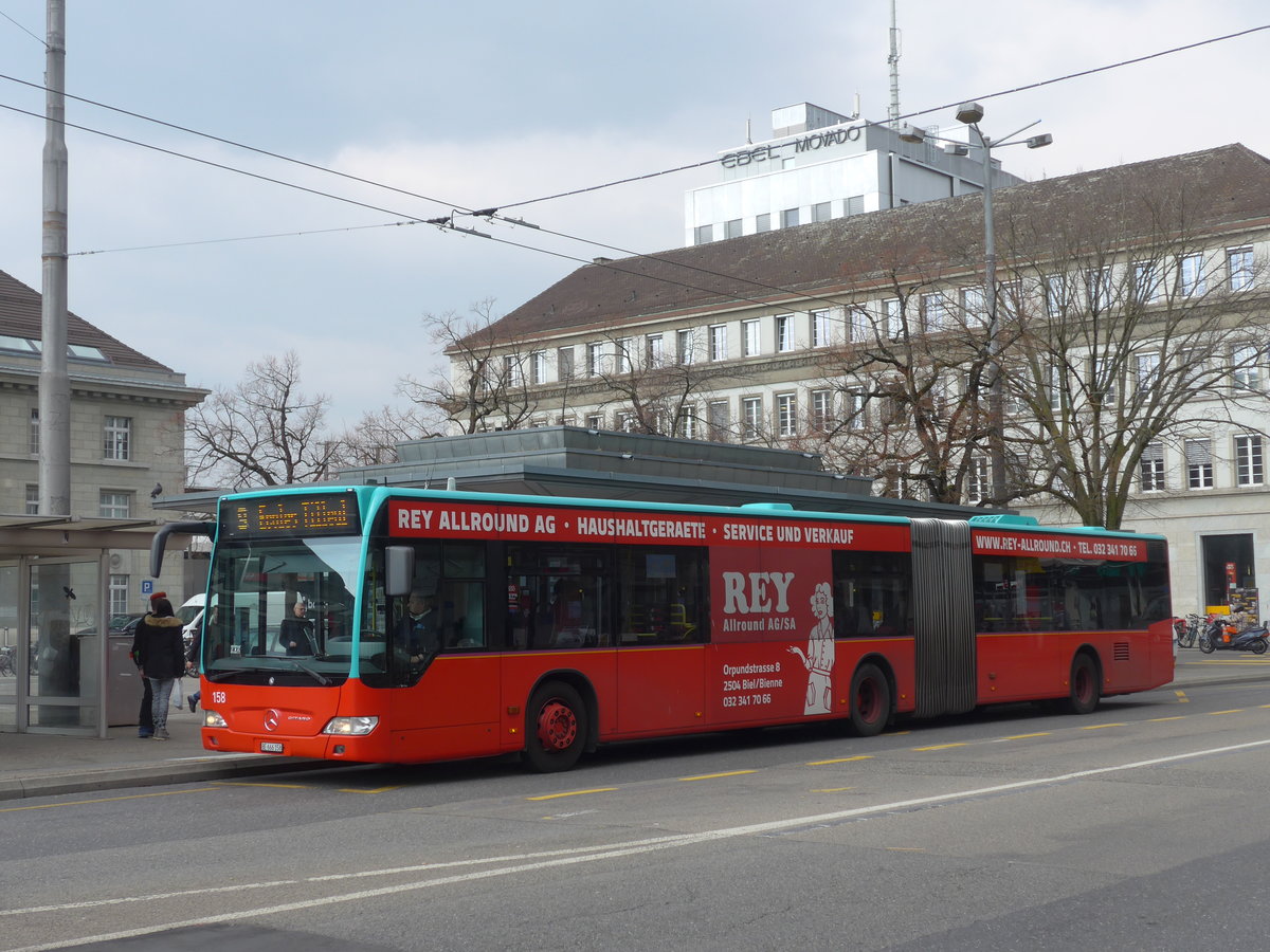 (189'628) - VB Biel - Nr. 158/BE 666'158 - Mercedes am 26. M�rz 2018 beim Bahnhof Biel