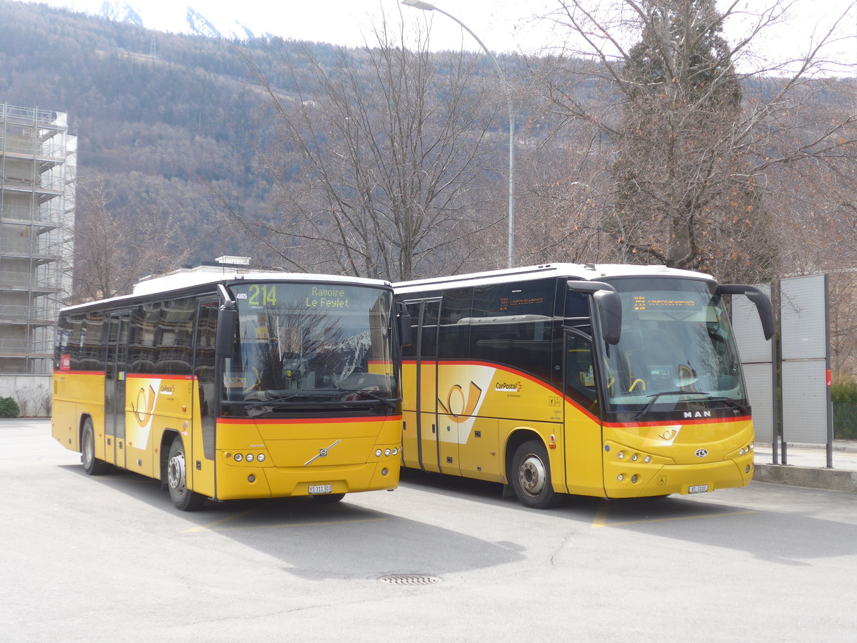 (189'723) - TMR Martigny - Nr. 140/VS 311'303 - Volvo am 30. M�rz 2018 beim Bahnhof Martigny