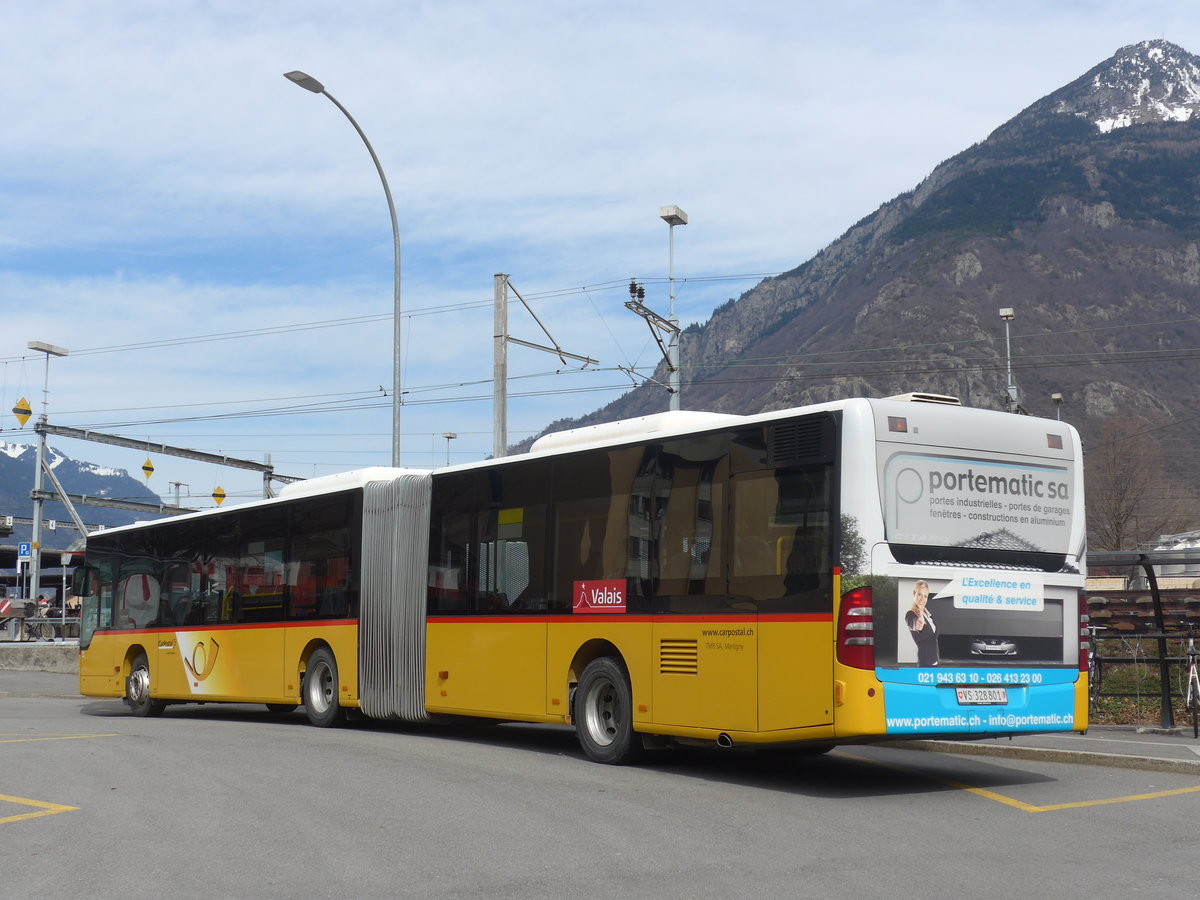 (189'728) - TMR Martigny - Nr. 144/VS 328'801 - Mercedes am 30. M�rz 2018 beim Bahnhof Martigny