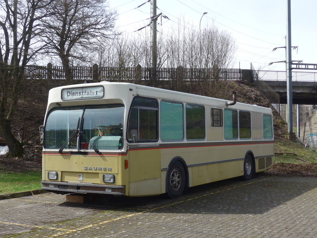 (189'944) - ??? - Saurer/R&J (ex STI Thun Nr. 57) am 2. April 2018 in Del�mont, Von Roll