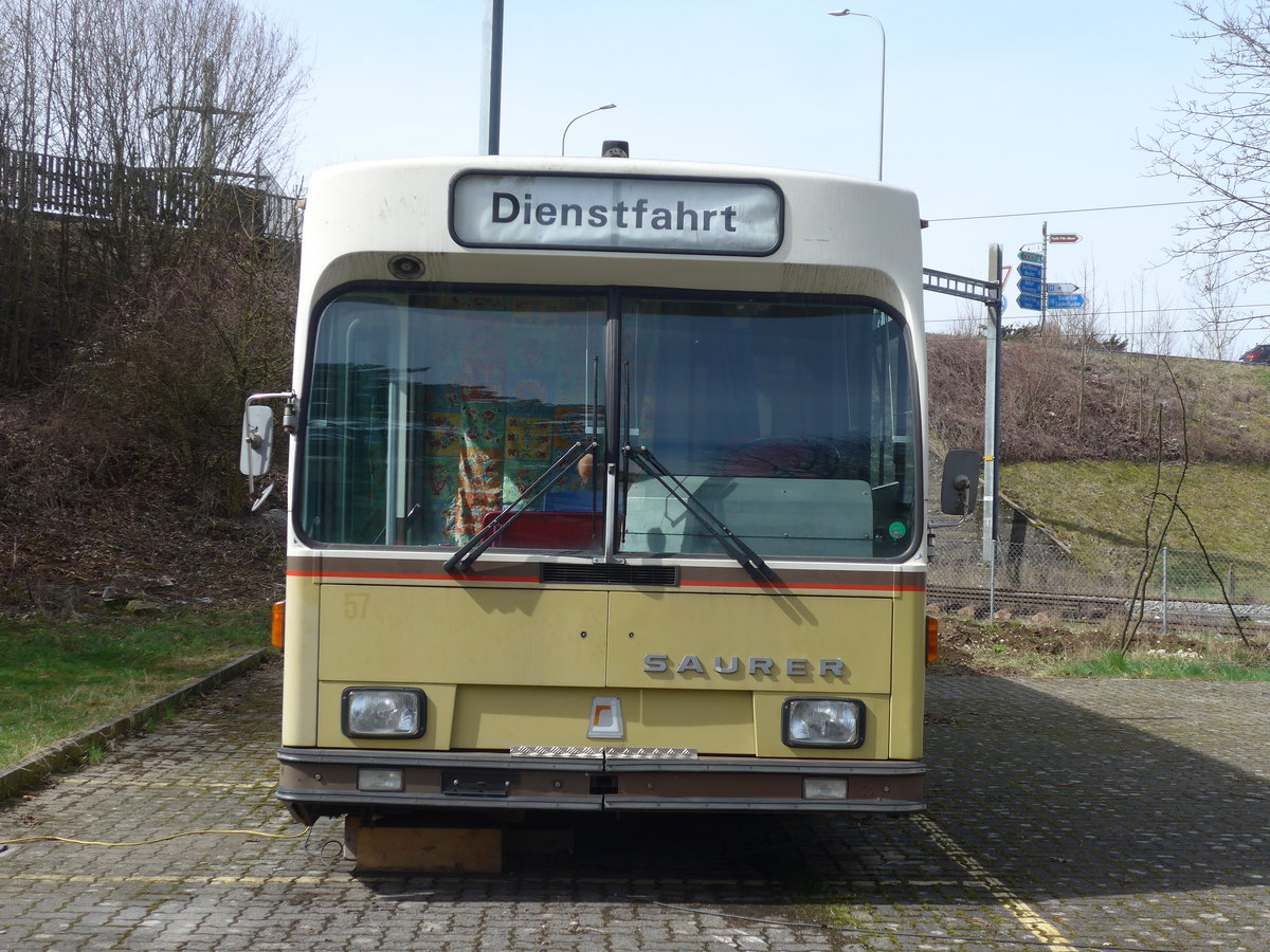 (189'945) - ??? - Saurer/R&J (ex STI Thun Nr. 57) am 2. April 2018 in Del�mont, Von Roll