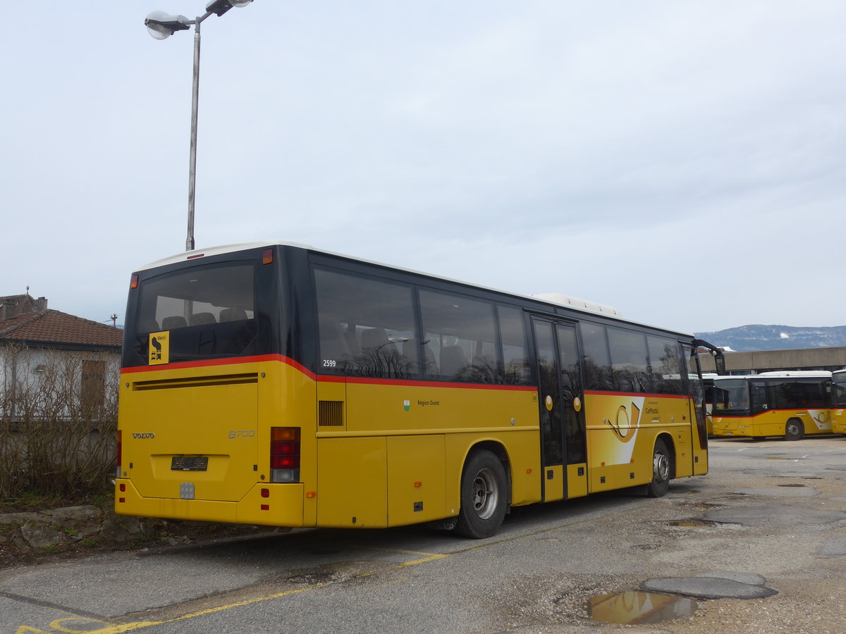 (189'958) - CarPostal Ouest - Volvo (ex SAPJV, L'Isle Nr. 59; ex CarPostal Ouest) am 2. April 2018 in Yverdon, Garage