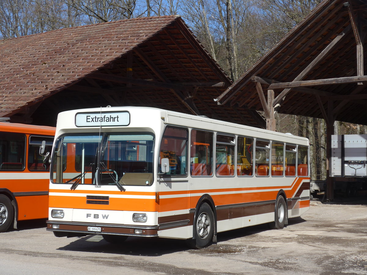 (190'032) - Wegm�ller, M�nsingen - BE 399'675 - FBW/R&J (ex Bamert, Wollerau) am 7. April 2018 in Oberburg, Ziegelgut
