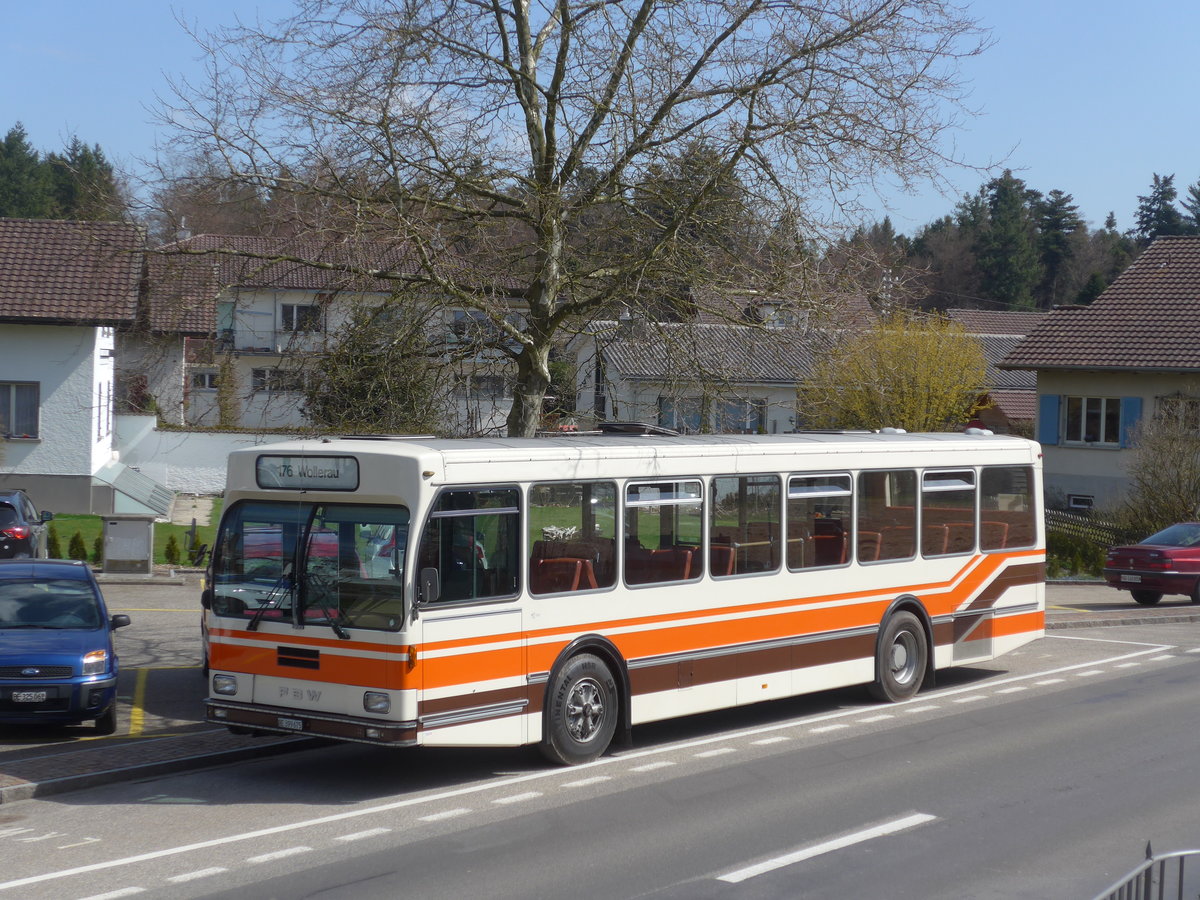 (190'068) - Wegm�ller, M�nsingen - BE 399'675 - FBW/R&J (ex Bamert, Wollerau) am 7. April 2018 in Kernenried, Gasthof L�wen