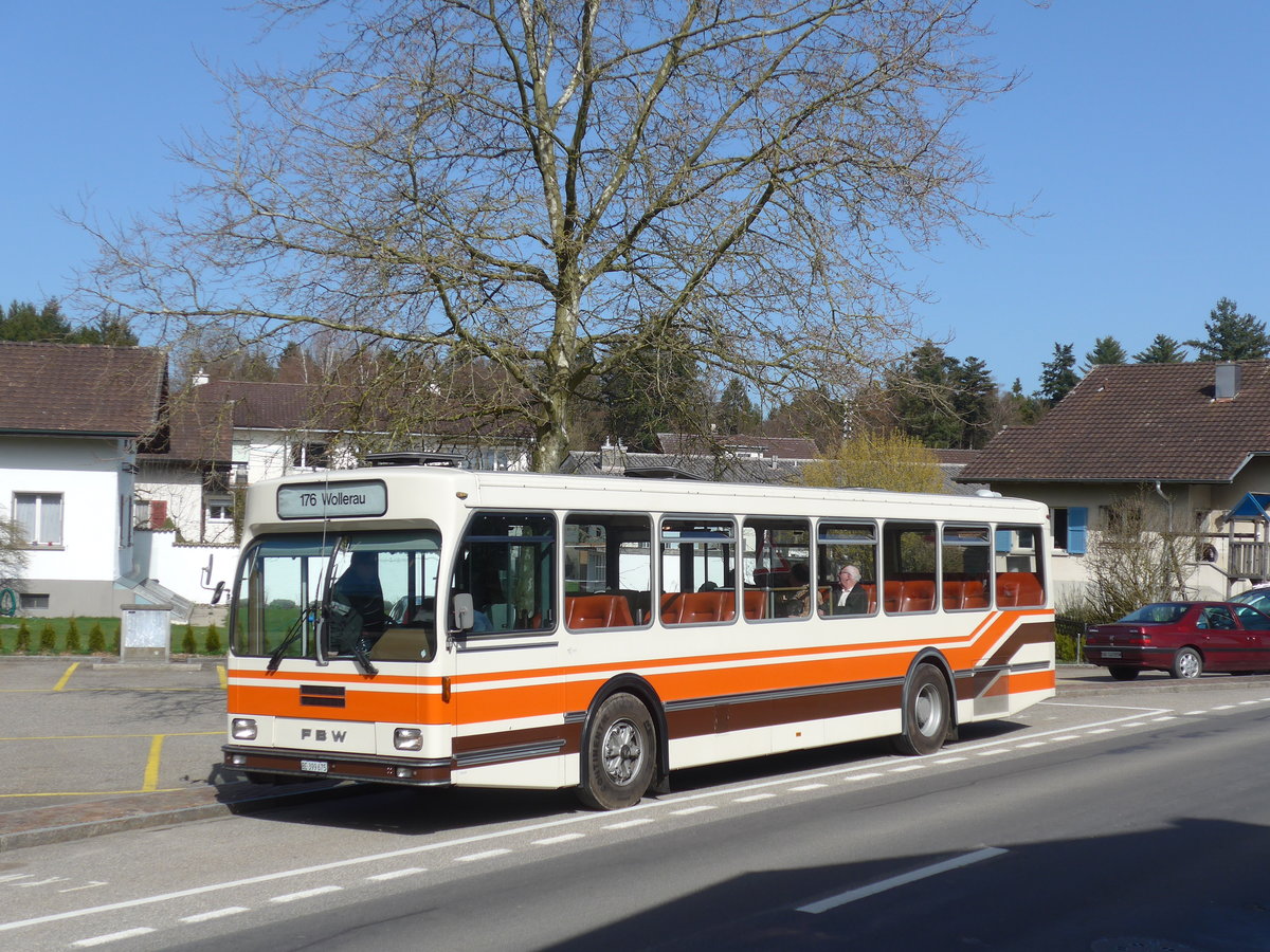 (190'070) - Wegm�ller, M�nsingen - BE 399'675 - FBW/R&J (ex Bamert, Wollerau) am 7. April 2018 in Kernenried, Gasthof L�wen