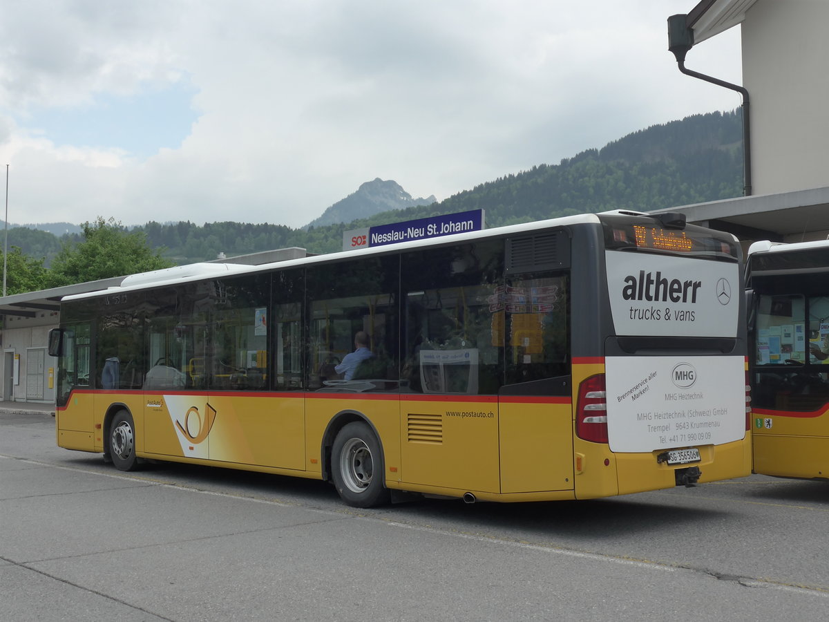 (192'790) - PostAuto Ostschweiz - SG 356'506 - Mercedes (ex Schmidt, Oberb�ren) am 5. Mai 2018 beim Bahnhof Nesslau-Neu St. Johann