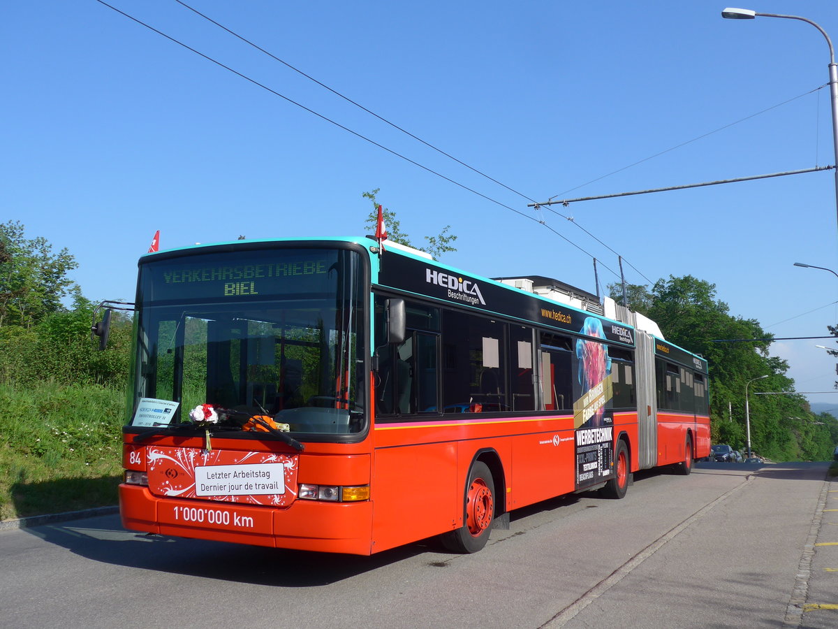 (192'908) - VB Biel - Nr. 84 - NAW/Hess Gelenktrolleybus am 6. Mai 2018 in Biel, Vorh�lzli