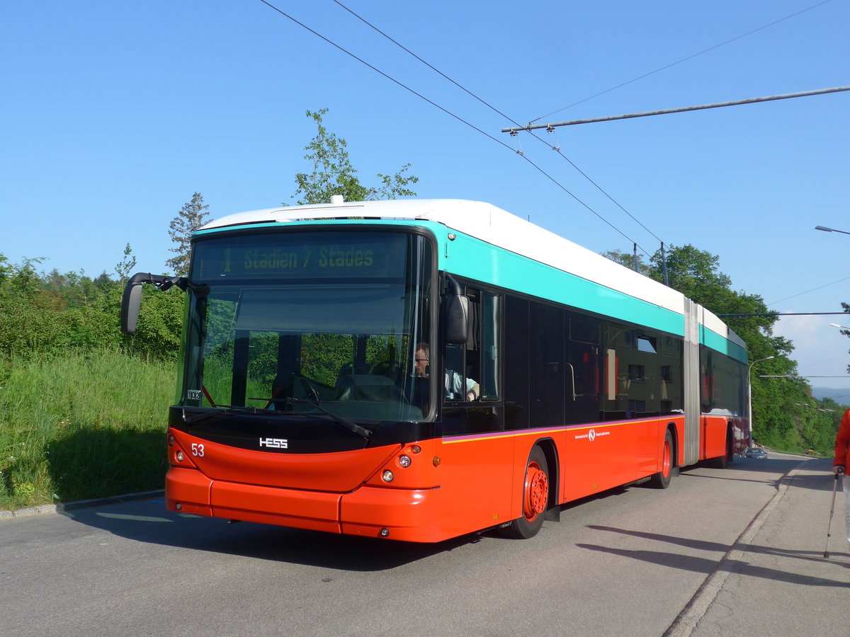 (192'918) - VB Biel - Nr. 53 - Hess/Hess Gelenktrolleybus am 6. Mai 2018 in Biel, Vorh�lzli