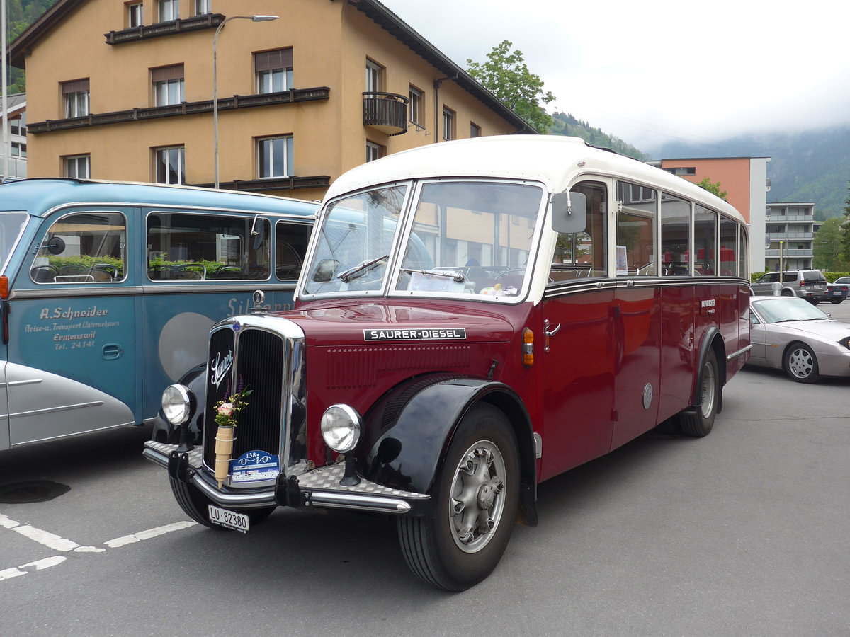 (193'140) - Bechter, Kriens - LU 82'380 - Saurer/Krapf (ex M�nch, D-Marienberg; ex Spirig, Widnau; ex RhV Altst�tten Nr. 33; ex Th�r, Eichberg) am 20. Mai 2018 in Engelberg, OiO
