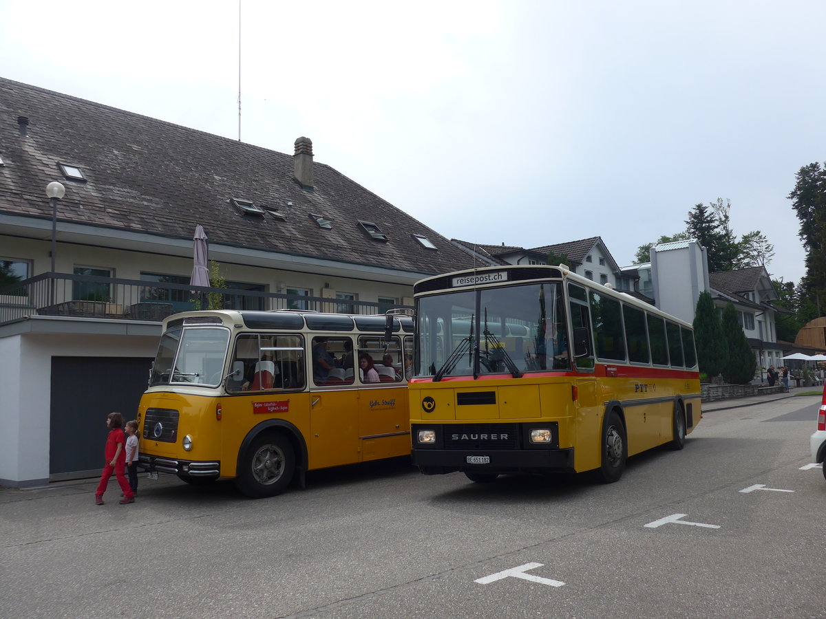 (193'664) - Bernair, M�nsingen - BE 651'182 - Saurer/T�scher (ex Schebath, Lauerz; ex Albin, F�llanden; ex Heim, Flums) am 3. Juni 2018 in Emmenmatt, Moosegg