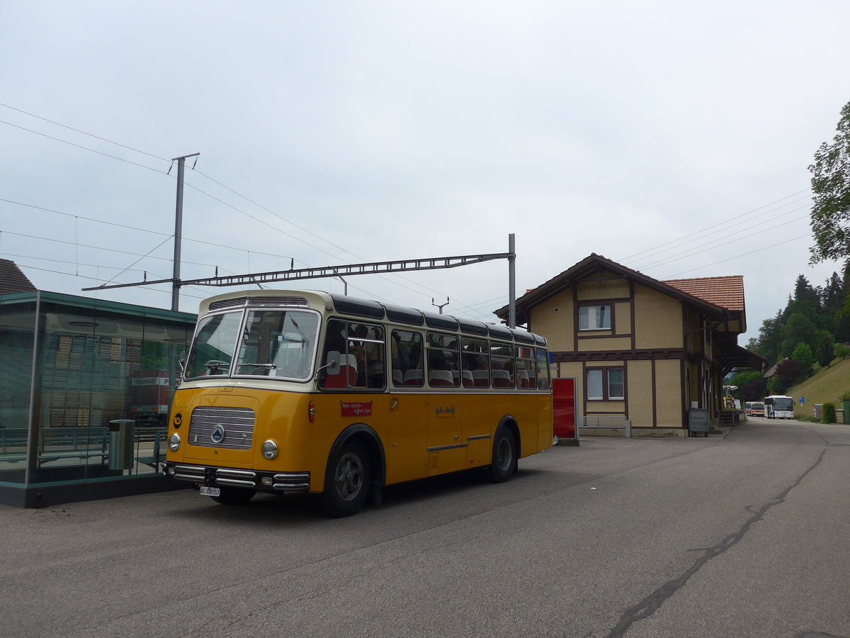 (193'667) - Streiff, Gelterkinden - AG 306'557 - Saurer/Gangloff (ex Oldie-Tours Z�risee, Wollerau; ex OTAG, Wald; ex Leibundgut, Obergoldbach; ex Krebs, Belpberg) am 3. Juni 2018 beim Bahnhof Emmenmatt