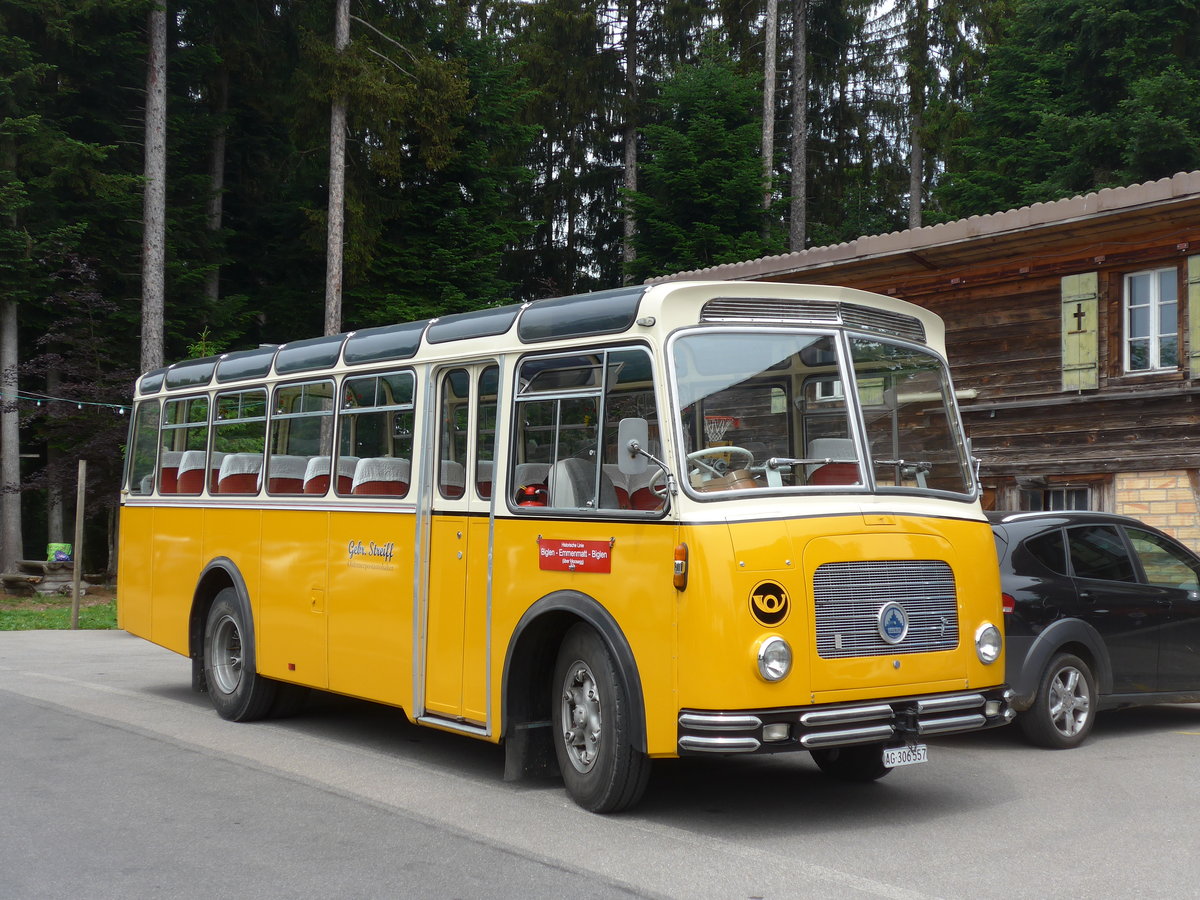 (193'690) - Streiff, Gelterkinden - AG 306'557 - Saurer/Gangloff (ex Oldie-Tours Z�risee, Wollerau; ex OTAG, Wald; ex Leibundgut, Obergoldbach; ex Krebs, Belpberg) am 3. Juni 2018 in Waldh�usern, Kurhaus