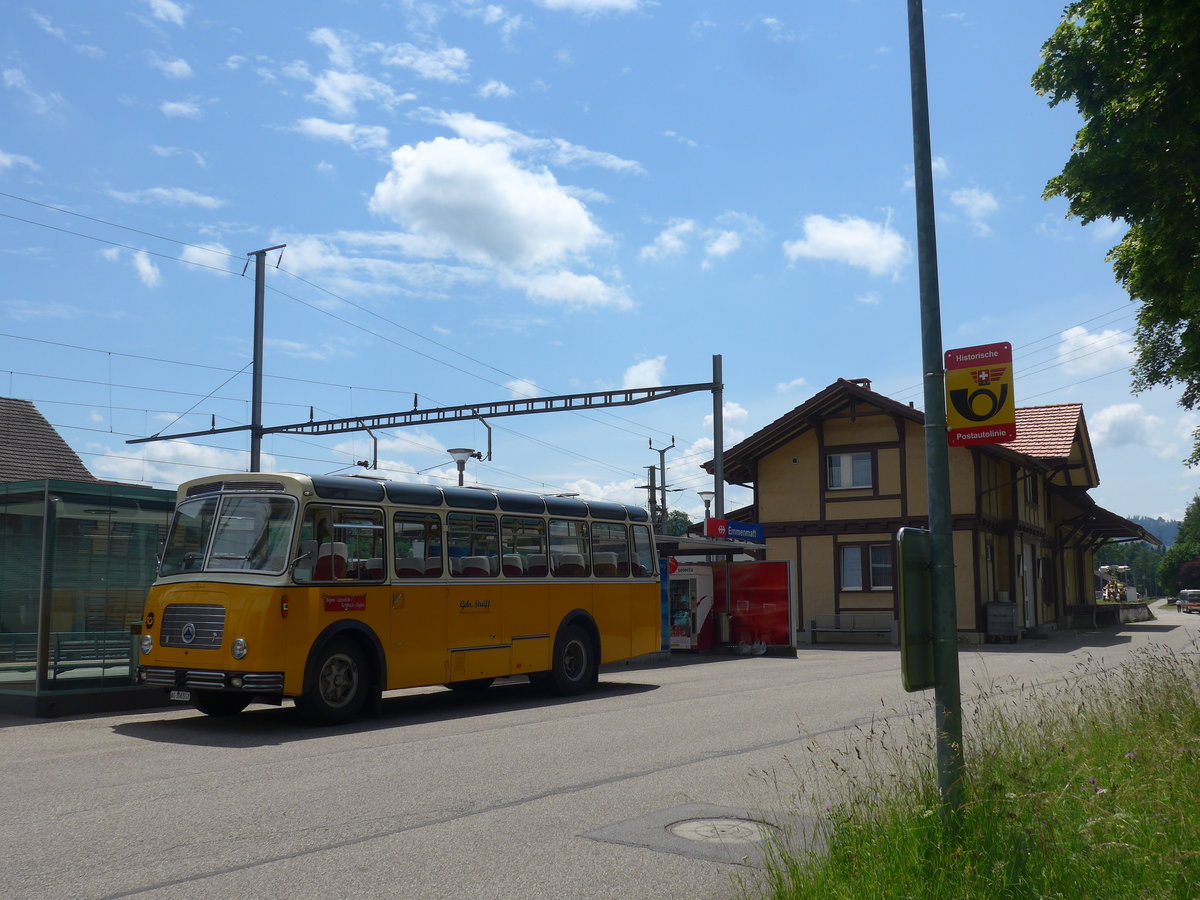 (193'703) - Streiff, Gelterkinden - AG 306'557 - Saurer/Gangloff (ex Oldie-Tours Z�risee, Wollerau; ex OTAG, Wald; ex Leibundgut, Obergoldbach; ex Krebs, Belpberg) am 3. Juni 2018 beim Bahnhof Emmenmatt