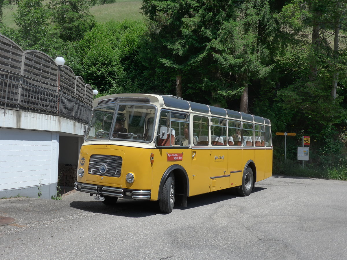 (193'704) - Streiff, Gelterkinden - AG 306'557 - Saurer/Gangloff (ex Oldie-Tours Z�risee, Wollerau; ex OTAG, Wald; ex Leibundgut, Obergoldbach; ex Krebs, Belpberg) am 3. Juni 2018 in Emmenmatt, Moosbad