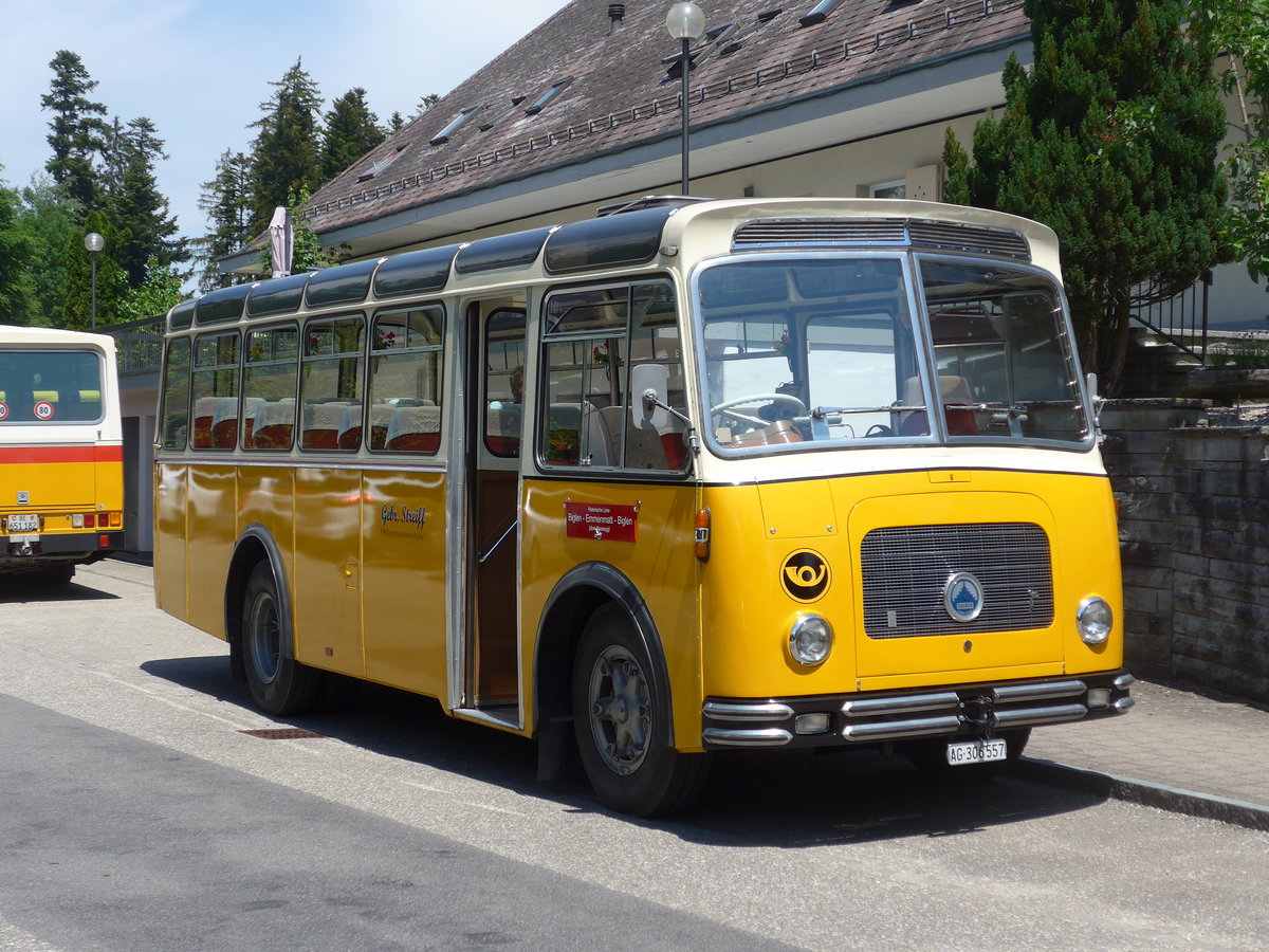 (193'708) - Streiff, Gelterkinden - AG 306'557 - Saurer/Gangloff (ex Oldie-Tours Z�risee, Wollerau; ex OTAG, Wald; ex Leibundgut, Obergoldbach; ex Krebs, Belpberg) am 3. Juni 2018 in Emmenmatt, Moosegg