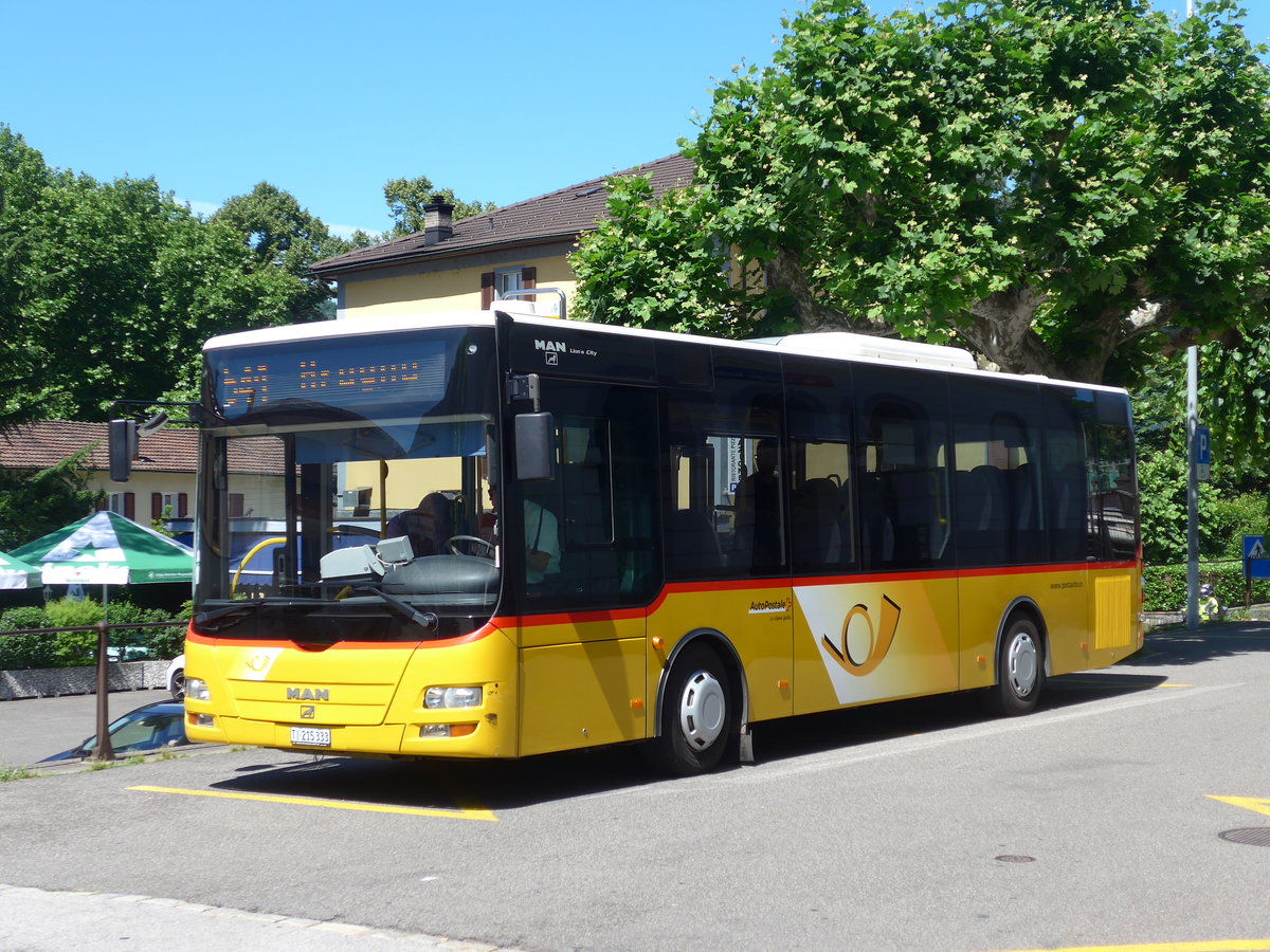 (193'806) - Merzaghi, Maroggia - TI 215'333 - MAN/G�ppel (ex AutoPostale Ticino) am 9. Juni 2018 beim Bahnhof Melano-Maroggia