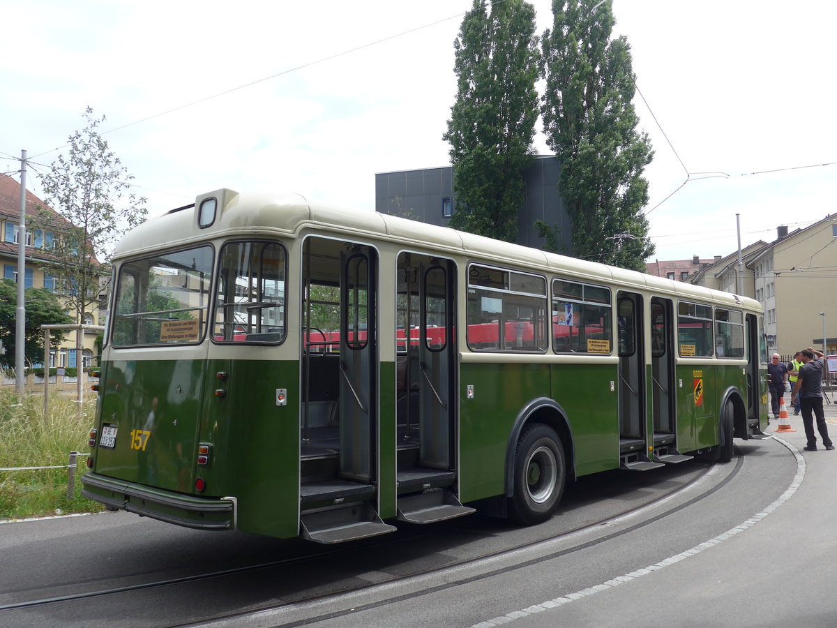 (194'352) - SVB Bern (Bernmobil historique) - Nr. 157/BE 113'157 - FBW/Gangloff am 24. Juni 2018 in Bern, Weissenb�hl