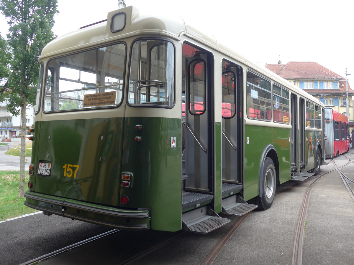 (194'360) - SVB Bern (Bernmobil historique) - Nr. 157/BE 113'157 - FBW/Gangloff am 24. Juni 2018 in Bern, Weissenb�hl
