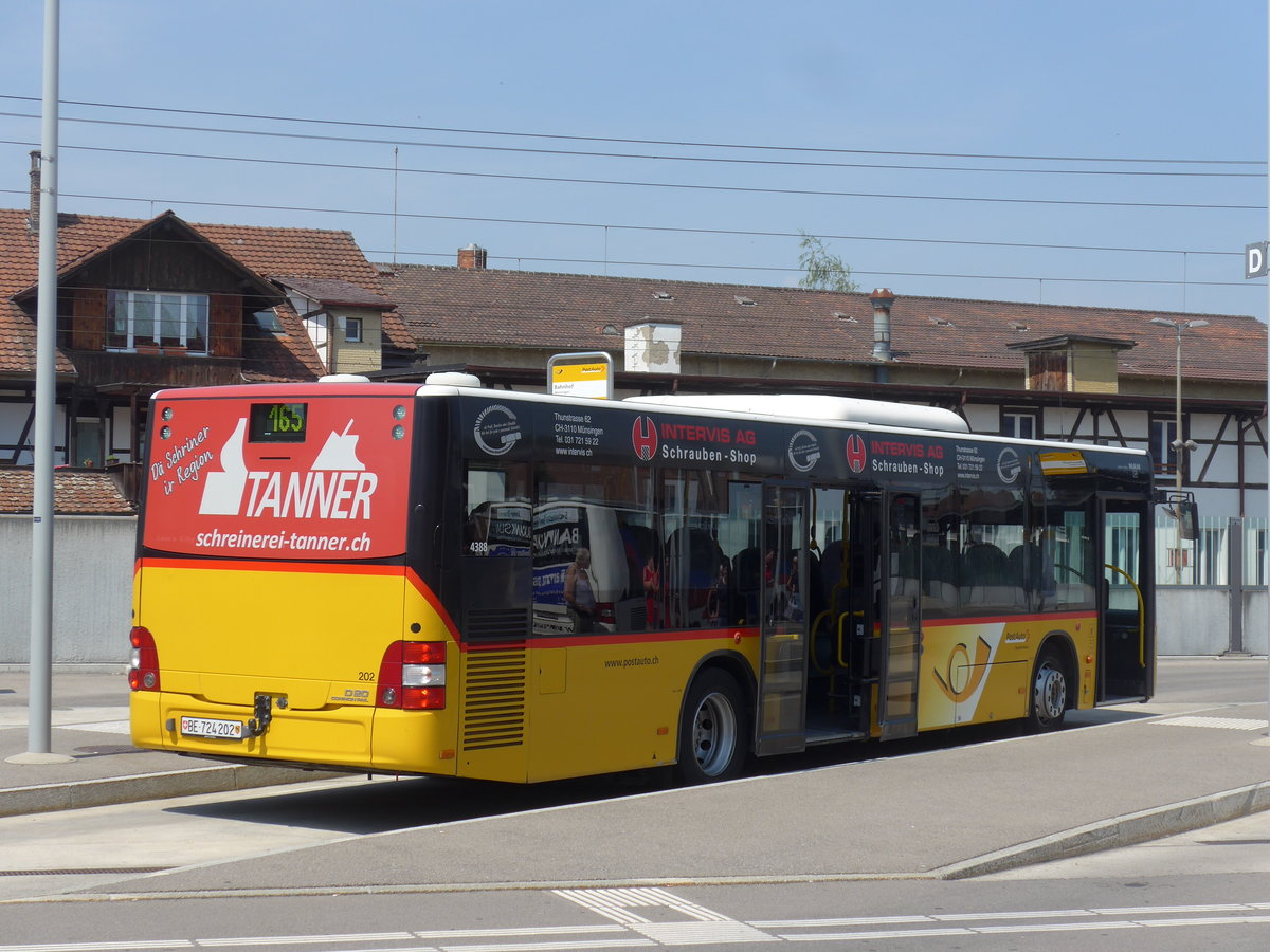 (194'508) - PostAuto Bern - Nr. 202/BE 724'202 - MAN (ex RBS Worblaufen Nr. 202) am 2. Juli 2018 beim Bahnhof M�nsingen